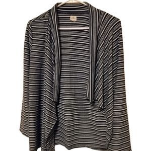 O'Neill women's  Black White striped Open Cardigan jacket Size Small